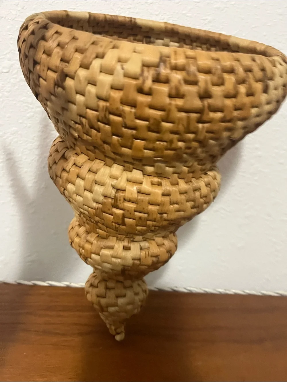 Unique Vintage Hanging Spiral Shell Basket